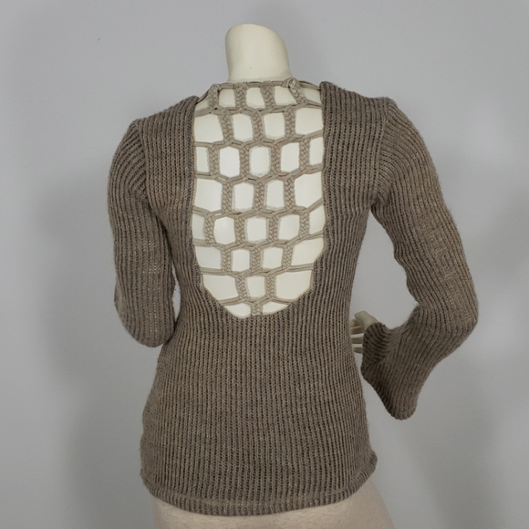 SKI ALPACA BLEND SCOOP NECK CAGED BACK SWEATER S - Picture 3 of 8